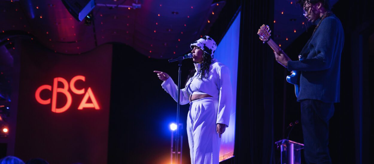 Kayla Marque with Enmanual Alexander performing at the 2023 Awards luncheon